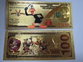 Duffy Duck - Repe Sorsa - 100 USD - Gold foil novelty note -keräilyseteli 24 K kullattu seteli, leikkirahaa