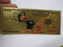 Duffy Duck - Repe Sorsa - 100 USD - Gold foil novelty note -keräilyseteli 24 K kullattu seteli, leikkirahaa