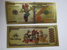 Minnie Mouse - Minni Hiiri - 1 000 000 USD - One Million US Dollars - Gold foil novelty note -keräilyseteli 24 K kullattu seteli, leikkirahaa
