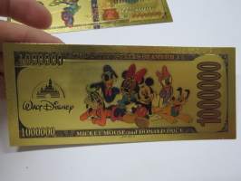 Minnie Mouse - Minni Hiiri - 1 000 000 USD - One Million US Dollars - Gold foil novelty note -keräilyseteli 24 K kullattu seteli, leikkirahaa