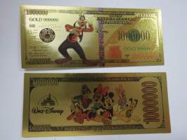 Goofy - Hessu Hopo - 1 000 000 USD - One Million US Dollars - Gold foil novelty note -keräilyseteli 24 K kullattu seteli, leikkirahaa