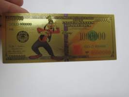 Goofy - Hessu Hopo - 1 000 000 USD - One Million US Dollars - Gold foil novelty note -keräilyseteli 24 K kullattu seteli, leikkirahaa