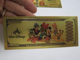 Mickey Mouse - Mikki Hiiri - 1 000 000 USD - One Million US Dollars - Gold foil novelty note -keräilyseteli 24 K kullattu seteli, leikkirahaa