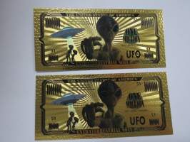 UFO - Extra Terrestrial Note  - 1 000 000 - One Million - Gold foil novelty note -keräilyseteli 24 K kullattu seteli, leikkirahaa