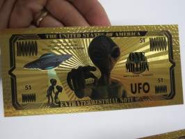 UFO - Extra Terrestrial Note  - 1 000 000 - One Million - Gold foil novelty note -keräilyseteli 24 K kullattu seteli, leikkirahaa