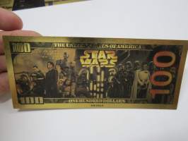 Star Wars - Tähtien sota - 100 USD - One Hundred US Dollars - Gold foil novelty note -keräilyseteli 24 K kullattu seteli, leikkirahaa