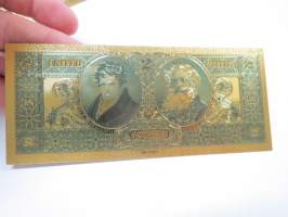 Two (2) Silver Dollars - United States - Gold foil novelty note -keräilyseteli 24 K kullattu seteli, leikkirahaa
