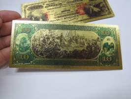 Ten (10) Silver Dollars - United States - Gold foil novelty note -keräilyseteli 24 K kullattu seteli, leikkirahaa