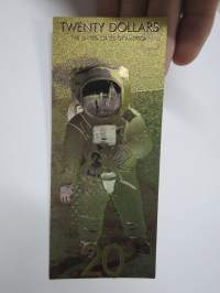 Twenty (20) Dollars - United States - John F. Kennedy / Apollo  - Gold foil novelty note -keräilyseteli 24 K kullattu seteli, leikkirahaa