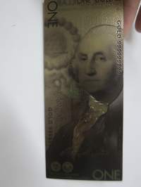 One (1)  Dollar - United States - George Washington - Gold foil novelty note -keräilyseteli 24 K kullattu seteli, leikkirahaa