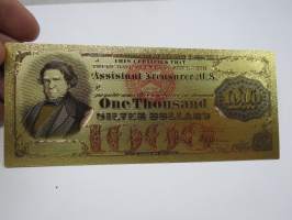 One Thousand Silver Dollars - United States - Gold foil novelty note -keräilyseteli 24 K kullattu seteli, leikkirahaa