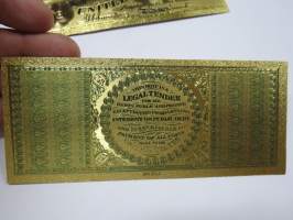 One Hundred (100) Silver Dollars - United States - Gold foil novelty note -keräilyseteli 24 K kullattu seteli, leikkirahaa