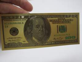 One Hundred (100) Dollars - United States - Gold foil novelty note -keräilyseteli 24 K kullattu seteli, leikkirahaa