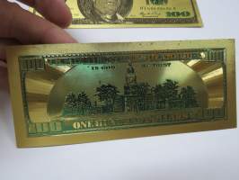 One Hundred (100) Dollars - United States - Gold foil novelty note -keräilyseteli 24 K kullattu seteli, leikkirahaa