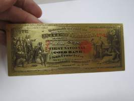 Five (5) Gold Coin Dollars - United States - Gold foil novelty note -keräilyseteli 24 K kullattu seteli, leikkirahaa
