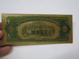 Two (2) Silver Dollars - United States - Gold foil novelty note -keräilyseteli 24 K kullattu seteli, leikkirahaa