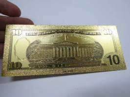 Ten (10) Dollars - United States - Gold foil novelty note -keräilyseteli 24 K kullattu seteli, leikkirahaa