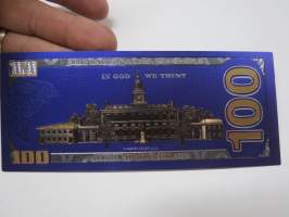 One Hundred (100) Dollars - United States - Benjamin Franklin - Gold foil novelty note -keräilyseteli 24 K kullattu seteli, leikkirahaa