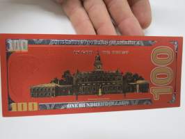 One Hundred (100) Dollars - United States - Benjamin Franklin - Gold foil novelty note -keräilyseteli 24 K kullattu seteli, leikkirahaa