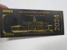 One Hundred (100) Dollars - United States - Donald Trump 2024 - Never Surrender - Gold foil novelty note -keräilyseteli 24 K kullattu seteli, leikkirahaa
