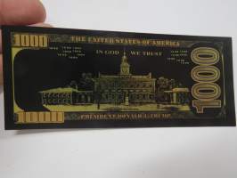 One Thousand (1 000) Dollars - United States - Donald Trump - Gold foil novelty note -keräilyseteli 24 K kullattu seteli, leikkirahaa
