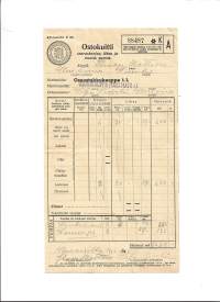 Ostokuitti teuraskarjaa ja lihaa varten,   Uurainen  1946