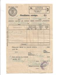 Pitoeläinten  ostolupa 1946 UUrainen