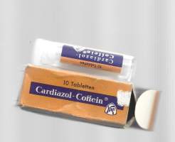 Cardiazol Coffein pillerirasia -  muovia  ja pahvia  6x2x3   cm