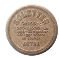 Soletter  socker -  pillerirasia  3,5x2 cm puuta tyhjä tuotepakkaus