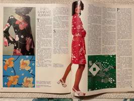 Me Naiset 1974 nro 34 ilmestynyt 23.8,1974, Nina ja Philip Marty, Pekka Räty, Raili Konttinen - kankaat kukkivat