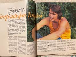 Me Naiset 1974 nro 34 ilmestynyt 23.8,1974, Nina ja Philip Marty, Pekka Räty, Raili Konttinen - kankaat kukkivat