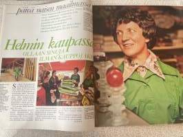 Me naiset 1975 nr 20, 16.5.1975, erikoisnumero Me naiset Islannissa, farkut joka jalkaan, Kymen läänin kymmenen kärjessä, päivä naisen elämässä - Helmi Handolin