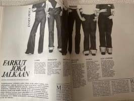 Me naiset 1975 nr 20, 16.5.1975, erikoisnumero Me naiset Islannissa, farkut joka jalkaan, Kymen läänin kymmenen kärjessä, päivä naisen elämässä - Helmi Handolin