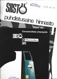 Siisto, Elektrolux, 3M  - tuoteluettelo ja hinnasto 1976
