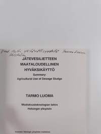 Jätevesilietteen maataloudellinen hyväksikäyttö (signeerattu, tekijän omiste)