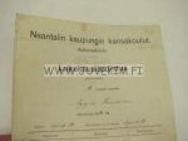 Naantalin kaupungin kansakoulu Alakansakoulu Lukukausi-todistus syyslukukausi 1923 Tyyne Toivonen