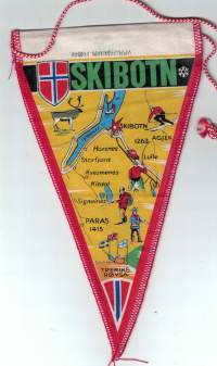 Viiri Skibotn, kaksipuolinen, värikäs. Yläleveys 12 cm, pituus 21 cm