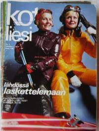 Kotiliesi 1972 nr 3 - lähdössä laskettelemaan, lasten päivähoito, nainen poliisin päällikkönä