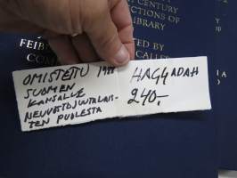 The Ashkenazi Haggadah -faksimile ja selitystekstit; Neuvostojuutalaisten Liiton puheenjohtajan (Morris Abram) omisteella Suomen hallitukselle ja kansalle, 26.5.1988