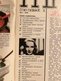 Me Naiset 1976 nro 5 ilmestynyt 29.1.1976,  Lilli Kaipainen, Muoti, ravintola Kappeli, Marlene Dietrich osa I