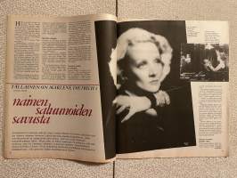 Me Naiset 1976 nro 5 ilmestynyt 29.1.1976,  Lilli Kaipainen, Muoti, ravintola Kappeli, Marlene Dietrich osa I