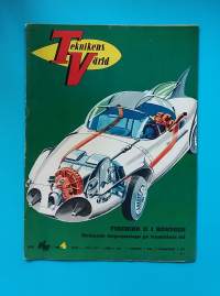 Teknikens Värld 4/1957 - Bilnyheter, test av bilar och mycket mera  (Aikakauslehdet, tekniikka, 50-luku, nostalgia, tidning, tidskrift.)