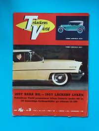Teknikens Värld 3/1957 - Bilnyheter, test av bilar och mycket mera  (Aikakauslehdet, tekniikka, 50-luku, nostalgia, tidning, tidskrift.)