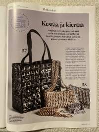 Moda 2013 nr 8, pipot ja huivit, nipsulaukku ja vyö, sisältää kaava-arkin