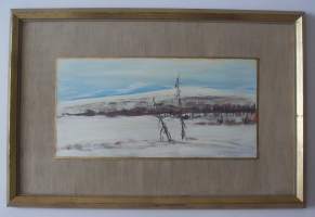 B-G Fohlin, öljyvärimaalaus 1970,  20x38 cm, kehysten kanssa 39x58 cm/ Fohlin, B-G (s.1921)