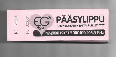 Pääsylippu EG Klubi (Elli ja Gunnar ) Turun liukkain parketti  - täysi 100 kpl nippu