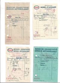 Esso  Bensiini Ot Nobel Standard Huoltoasemakuitti  - firmalomake  4  eril 1940 - luku