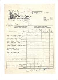Turun Hovi Turku hotellilasku 1949  - firmalomake