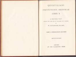 Quintiliani - Institutionis Oratoriae - Liber X. 1947, 2.p. Retoriikan oppikirjan osa 10.