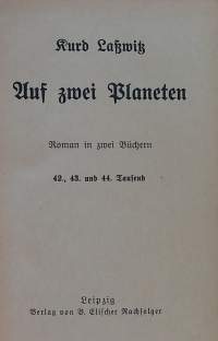 Auf zwei Planeten - Volksausgabe. Auflage: 42-44 Tausend.  (Scifi, klassikko